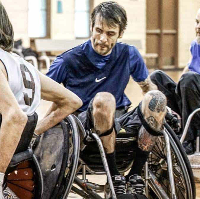Fitness instructor Shawn playing wheelchair rugby